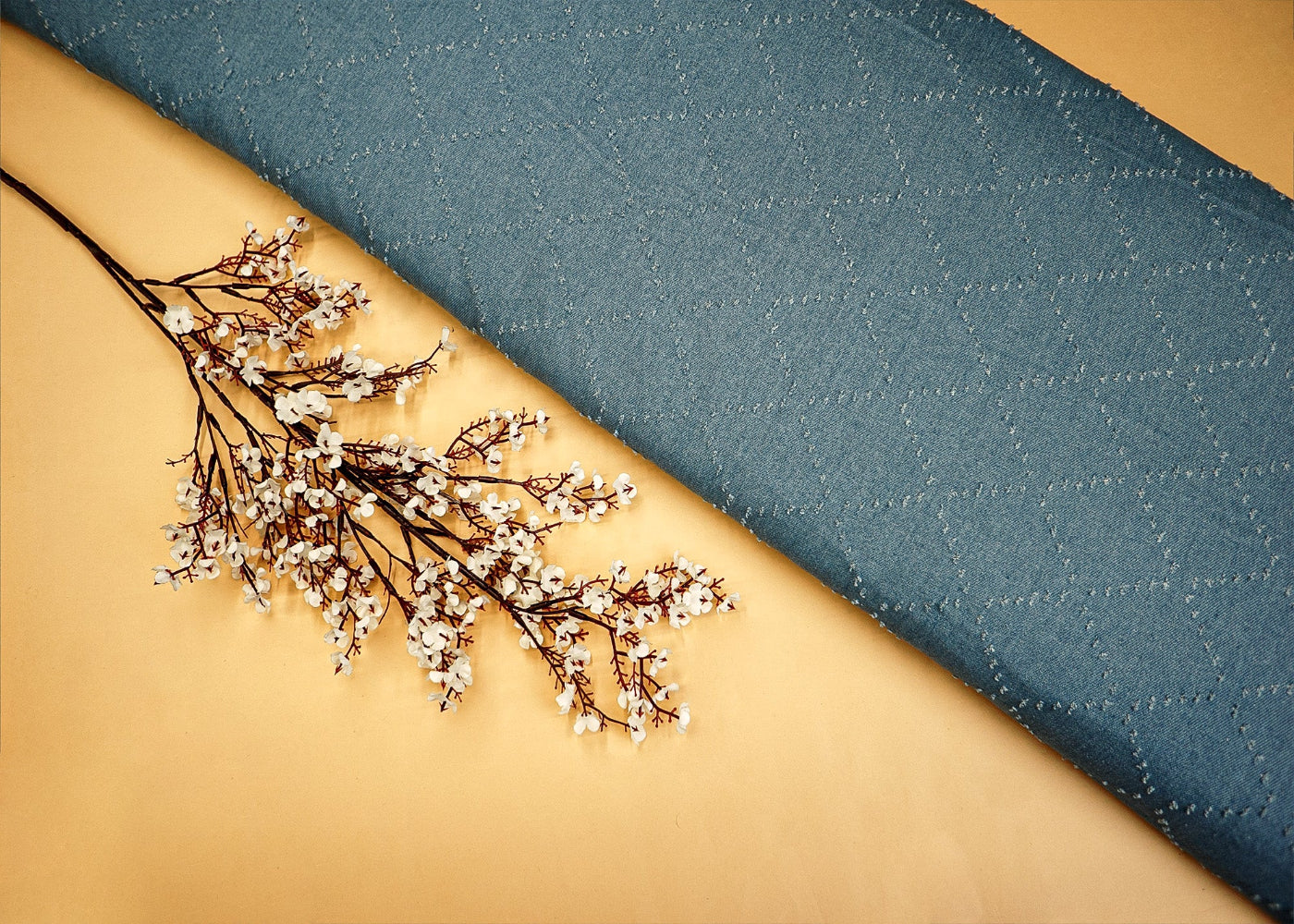 Sky Blue Denim with Stylish Geometric Dobby Detailing