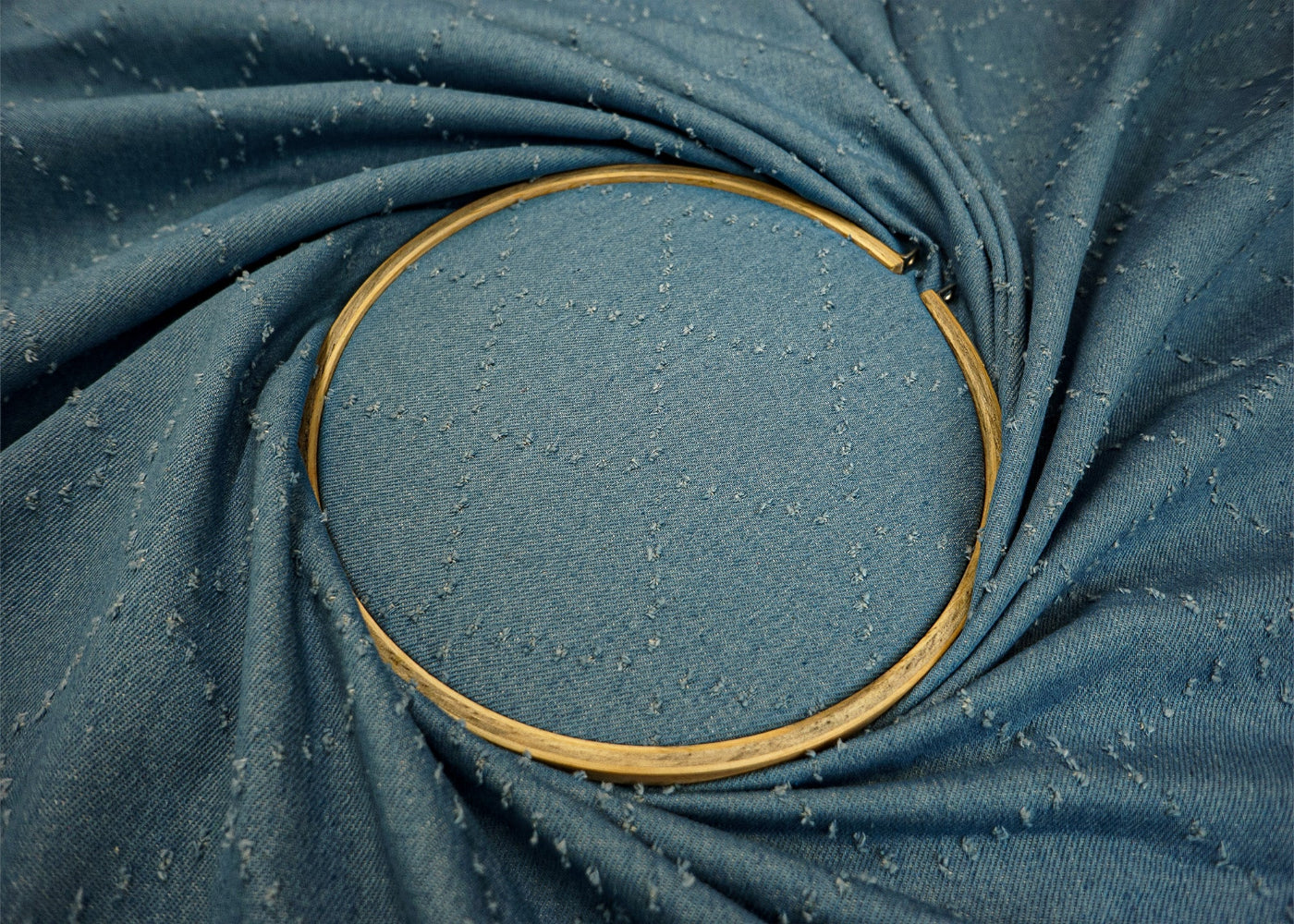 Sky Blue Denim with Stylish Geometric Dobby Detailing