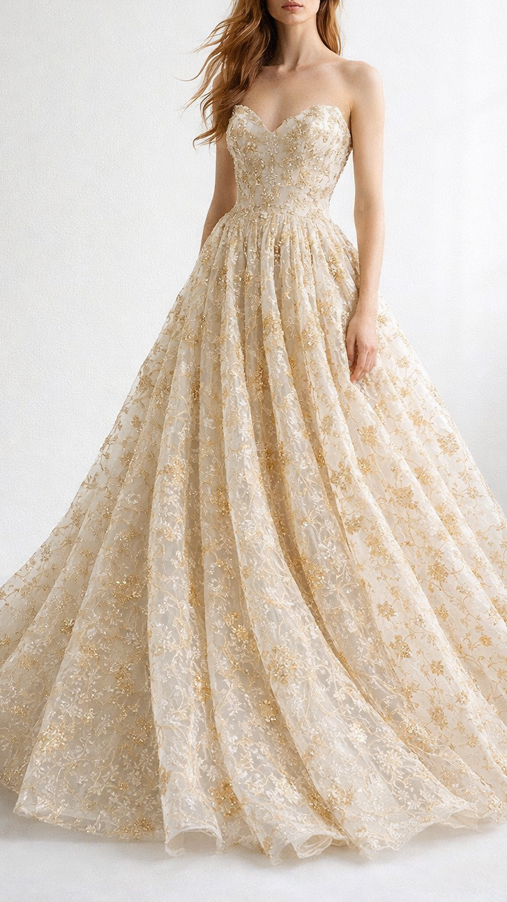 White Dyeable Net Fabric With All Over Zari, Beads, Sequins And Katdana Work 22272