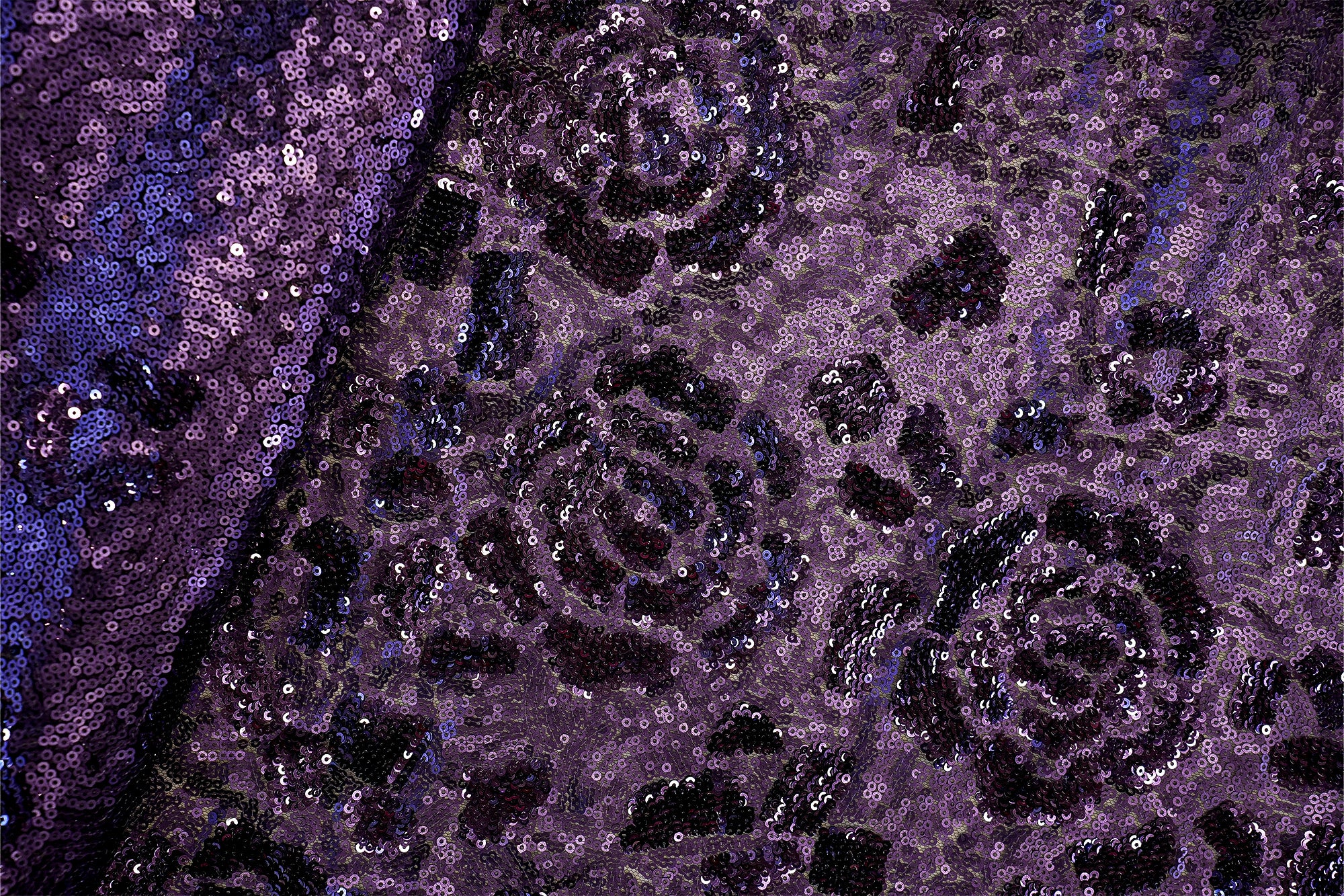 Purple Net with Multicolor Sequins, and Bead Embellishments