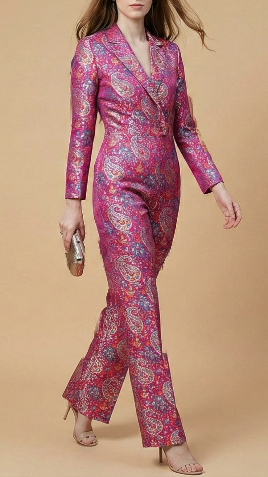 Magenta Banarasi Brocade Fabric With All Over Thread And Golden Zari Handloom 19272