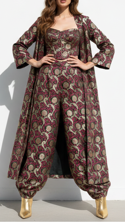 Dark Green Banarasi Brocade Fabric With All Over Thread And Zari Handloom 21279