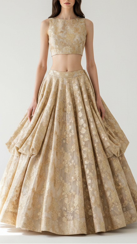 White Organza Fabric With All Over Zari Handloom 16921