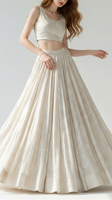 White Silk Fabric With All Over Thread Handloom 20652