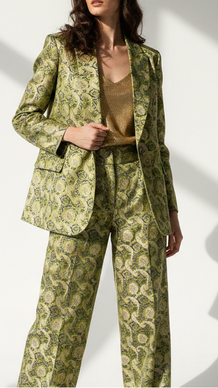 Light Green Banarasi Brocade Fabric With All Over Thread And Zari Handloom 21276