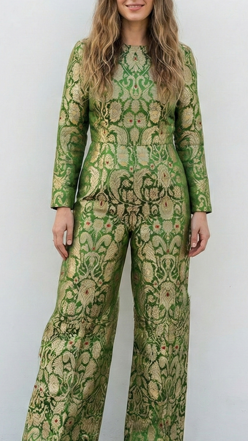 Mehendi Green Pure Banarasi Brocade Fabric With All Over Thread And Zari Handloom 20777