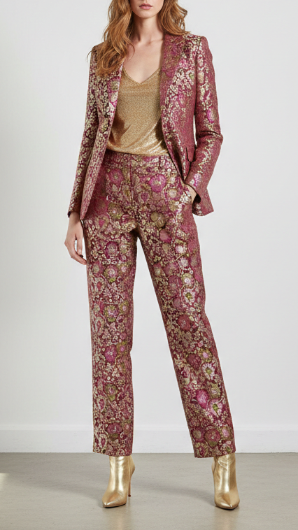 Wine Banarasi Brocade Fabric With All Over Thread And Zari Handloom 21262