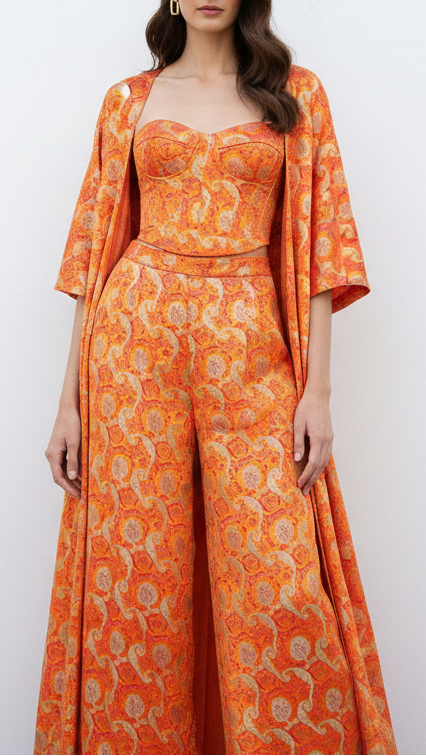 Mustard Banarasi Brocade Fabric With All Over Thread And Zari Handloom 21277