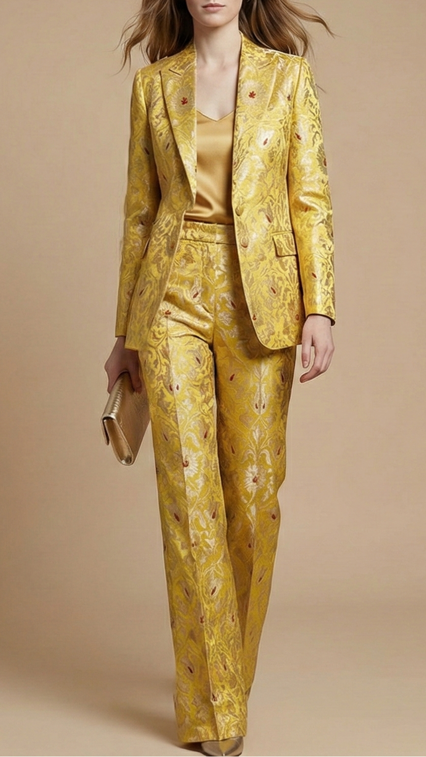 Yellow Pure Banarasi Brocade Fabric With All Over Thread And Golden Zari Handloom 19255