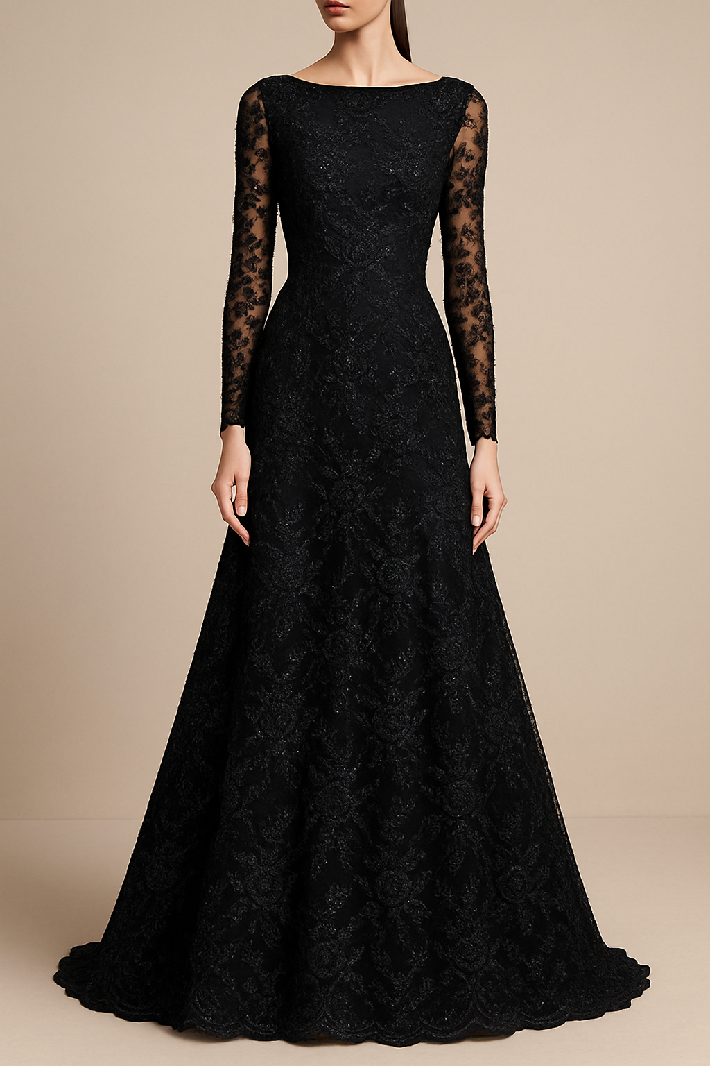 Lara Dutta Inspired Edition | Black Embroided Imported Net Unstitched Fabric 15685