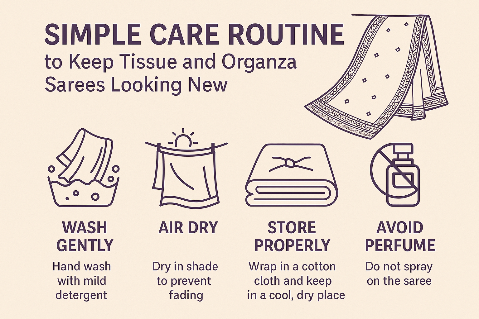 Simple Care Routine to Keep Tissue and Organza Sarees Looking New