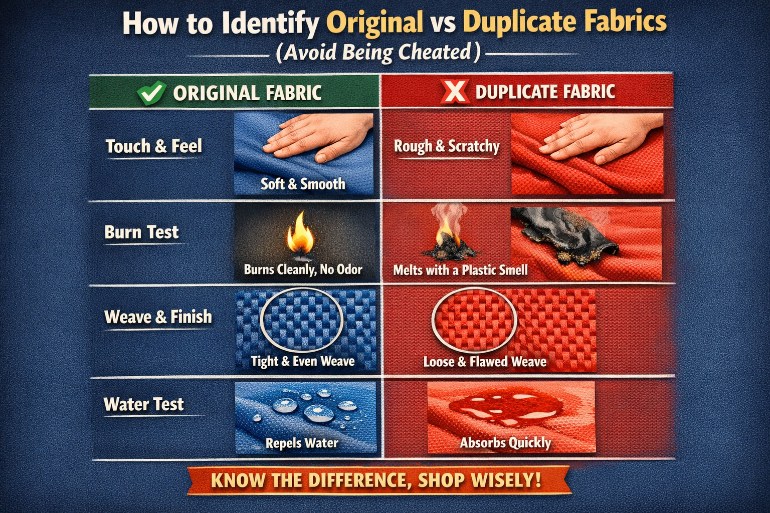 how to identify Orignal vs Duplicate Fabrics.