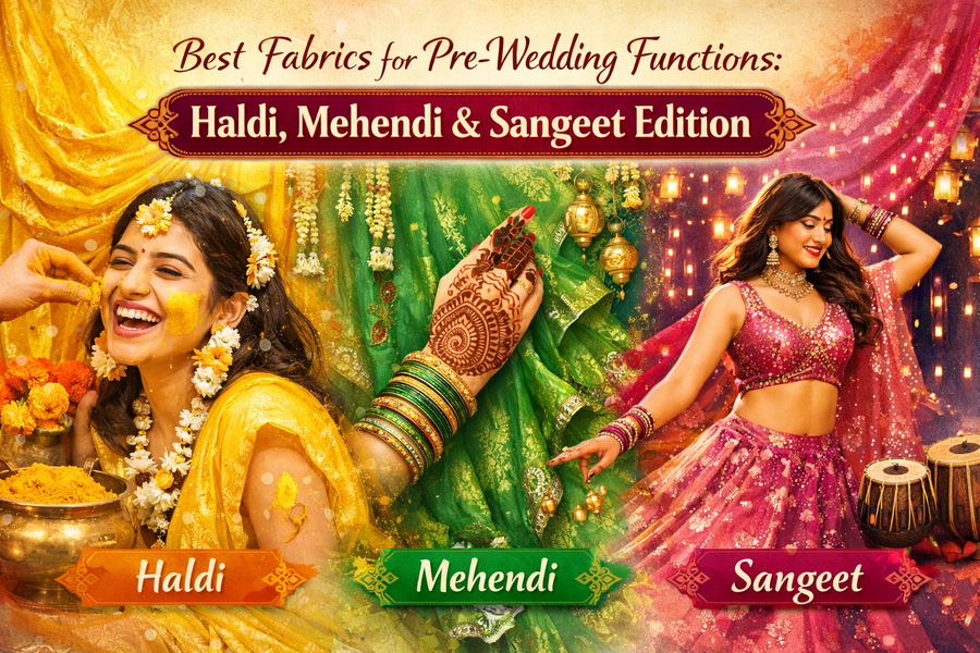 fabrics for haldi, mehendi and sabgeet edition