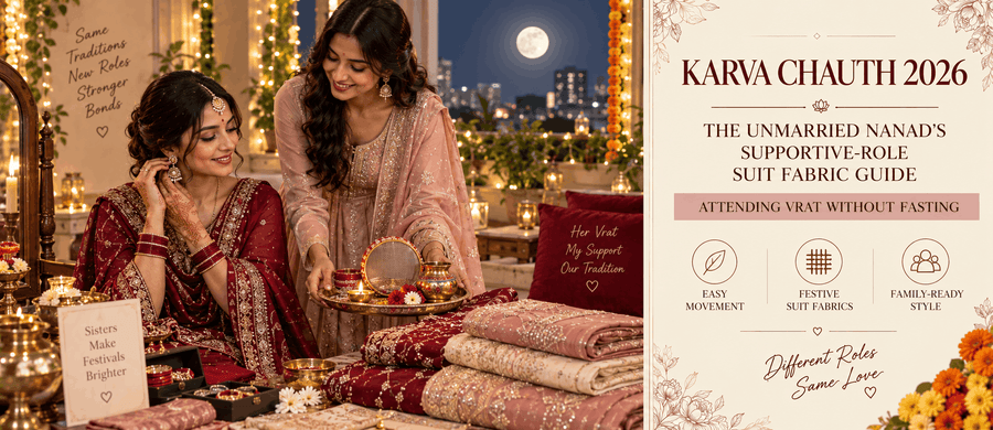Karva Chauth 2026: The Unmarried Nanad's Supportive-Role Suit Fabric Guide (Attending Vrat Without Fasting)
