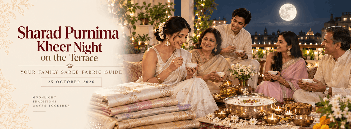 Sharad Purnima Kheer Night on the Terrace: Your Family Saree Fabric Guide (25 October 2026)
