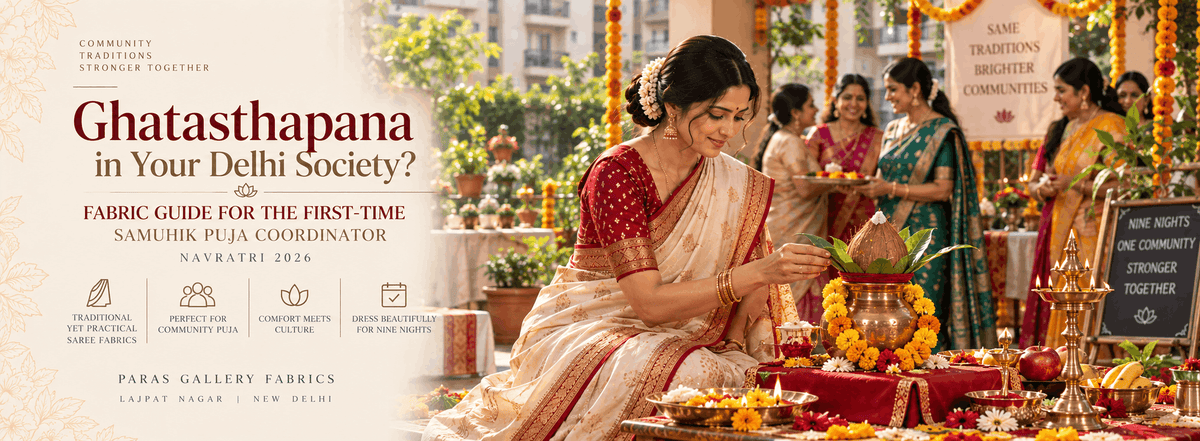 Ghatasthapana in Your Delhi Society? Fabric Guide for the First-Time Samuhik Puja Coordinator (Navratri 2026)