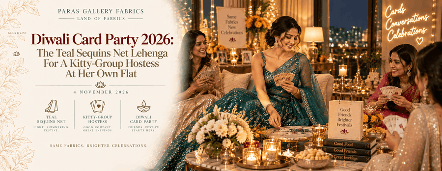 Diwali Card Party 2026: The Teal Sequins Net Lehenga For A Kitty-Group Hostess At Her Own Flat (4 November 2026)