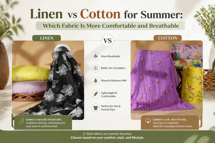 Confused between linen and cotton for summer? Compare comfort, breathability, and durability with expert tips to choose the right fabric for hot and humid days.