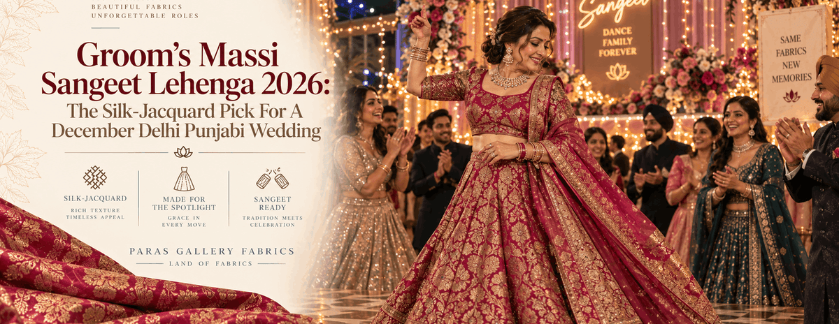 Groom's Massi Sangeet Lehenga 2026: The Silk-Jacquard Pick For A December Delhi Punjabi Wedding