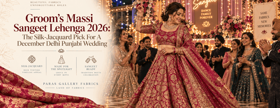 Groom's Massi Sangeet Lehenga 2026: The Silk-Jacquard Pick For A December Delhi Punjabi Wedding