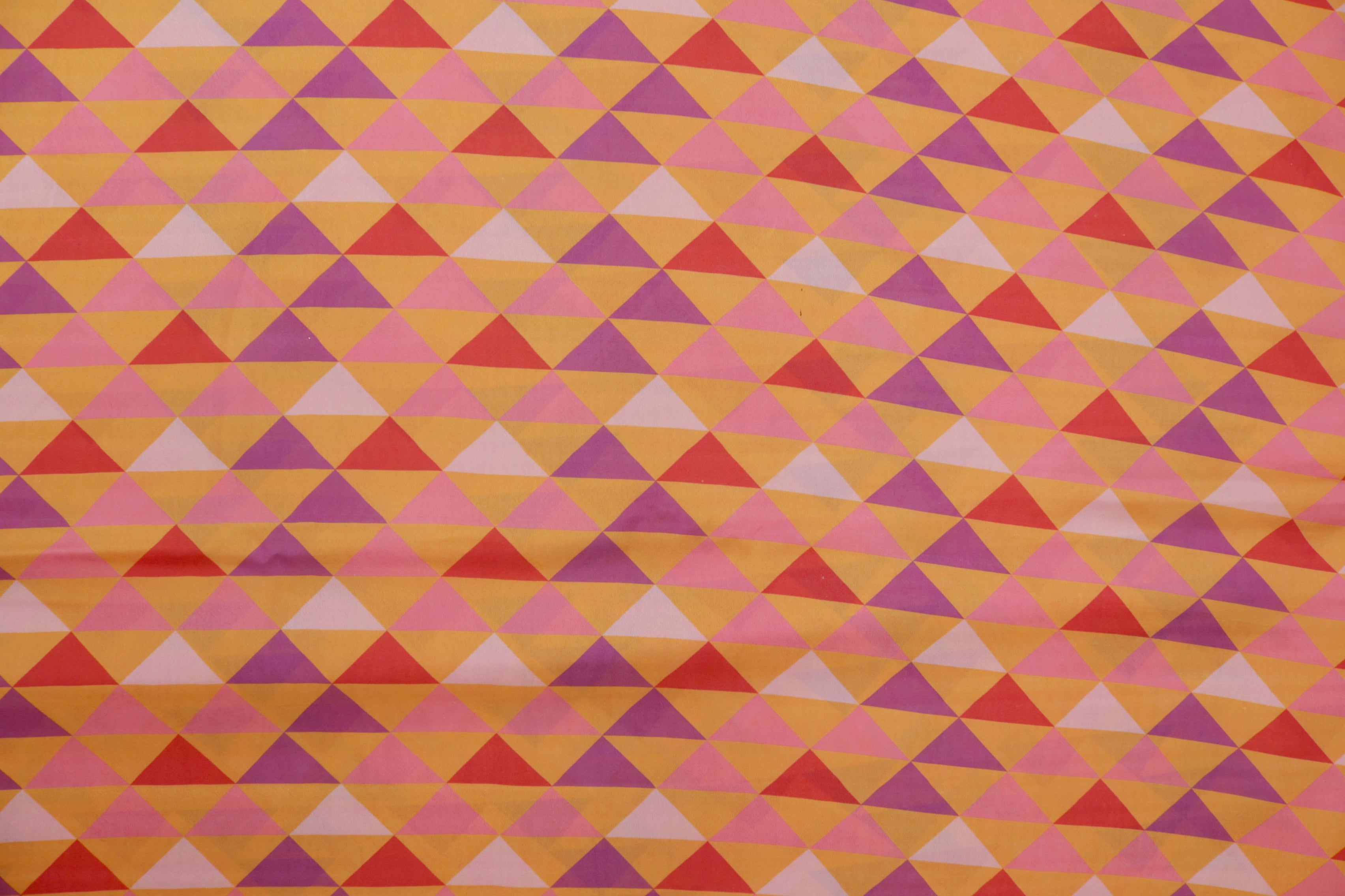 Orange Geometric Digital Printed Rayon Fabric