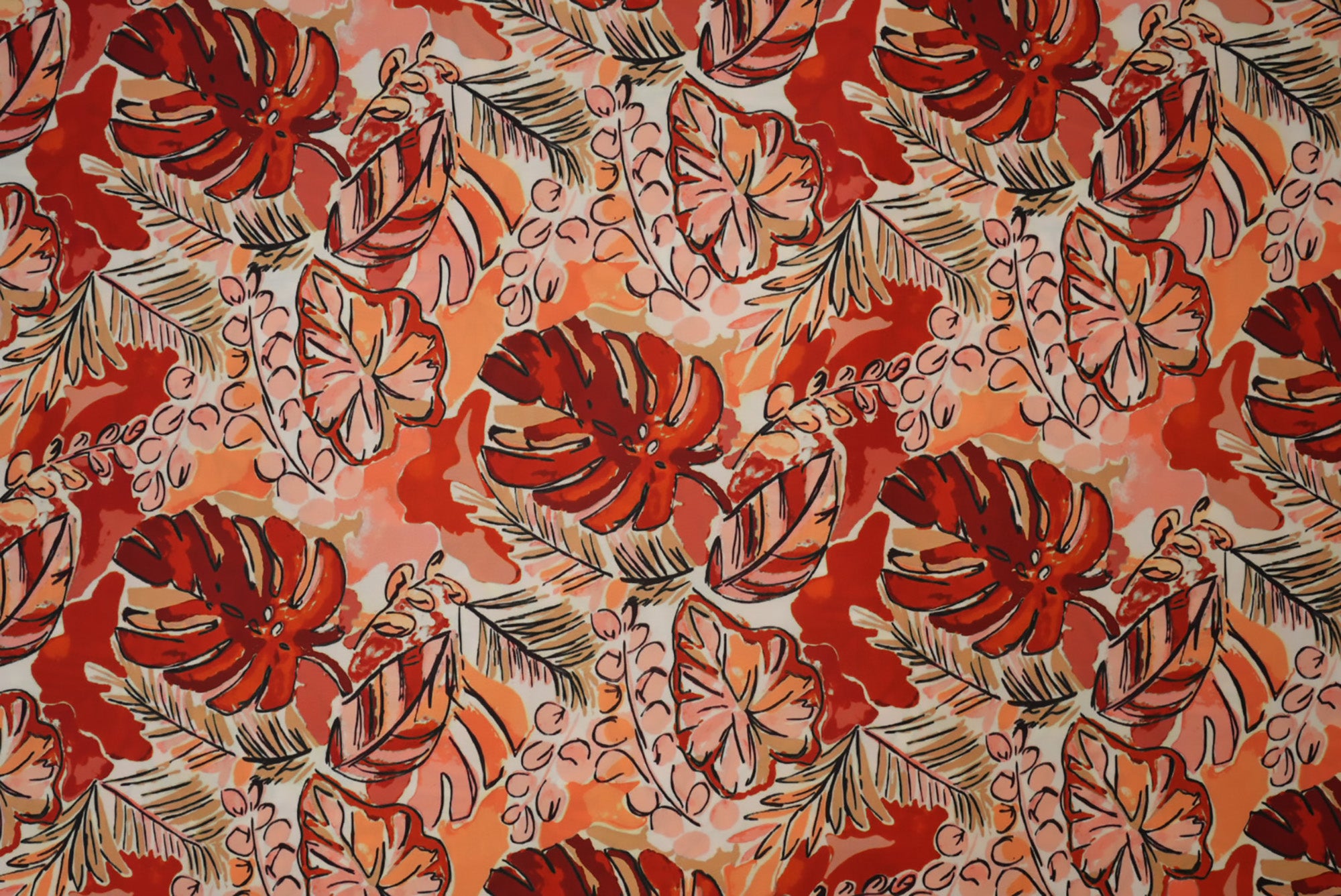 Orange Floral Digital Printed Crepe Fabric