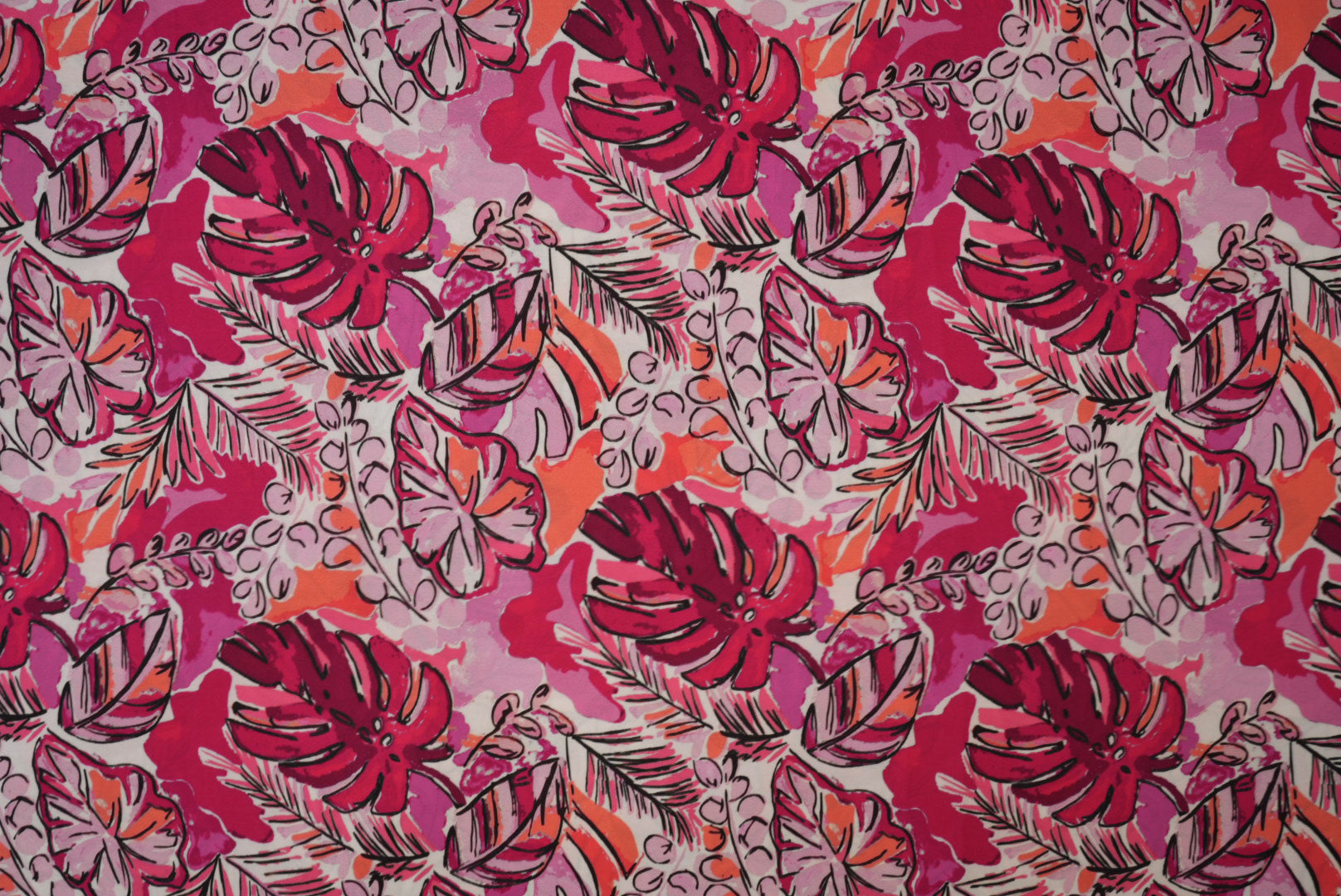 Pink Floral Digital Printed Crepe Fabric