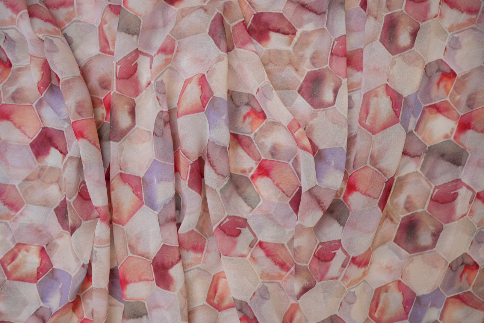 Pink Geometric Digital Printed Georgette Fabric