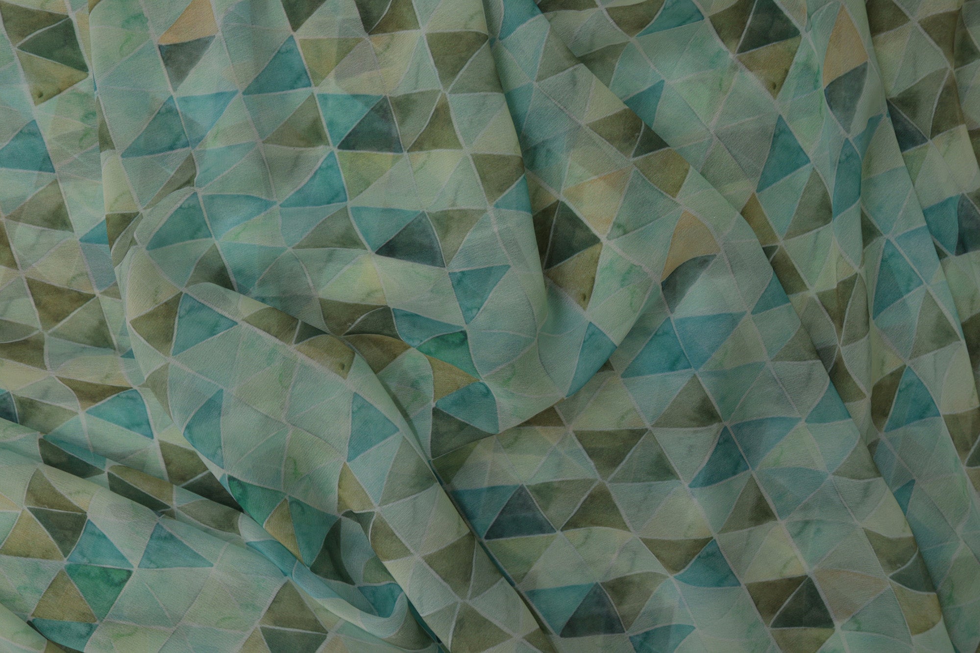 Teal Geometric Digital Printed Georgette Fabric