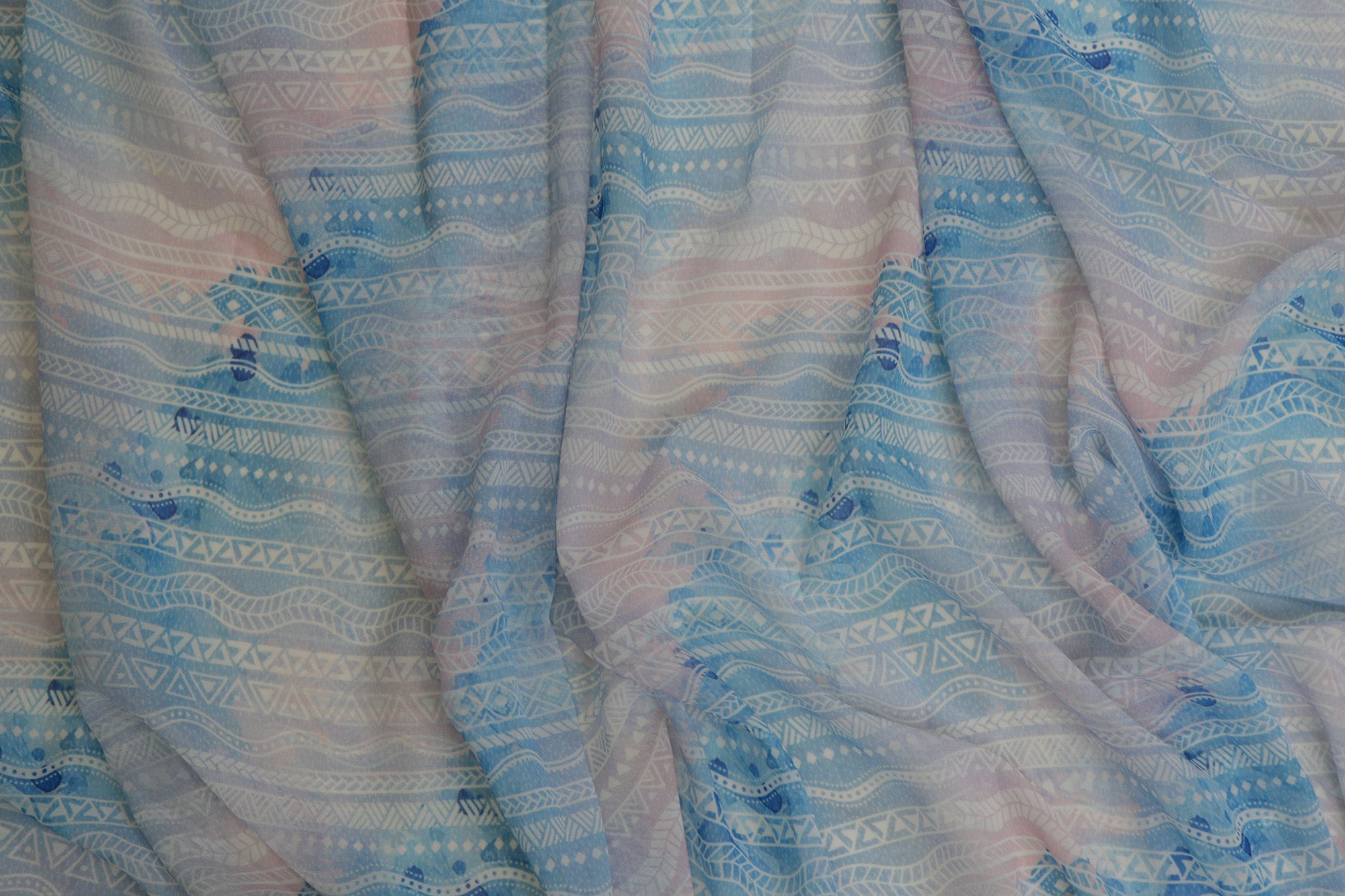 Sky Blue Abstract Digital Printed Georgette Fabric