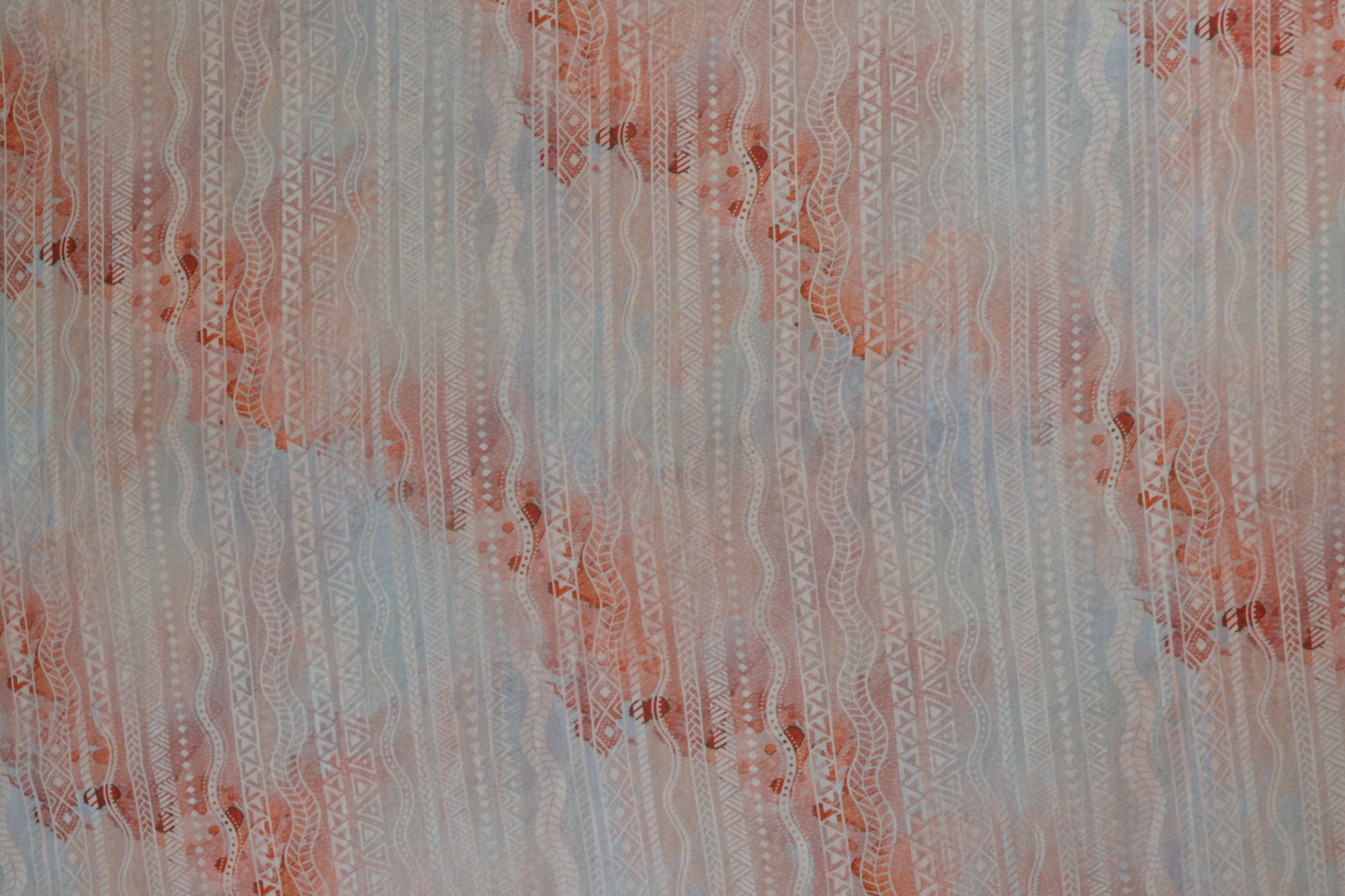 Peach Abstract Digital Printed Georgette Fabric