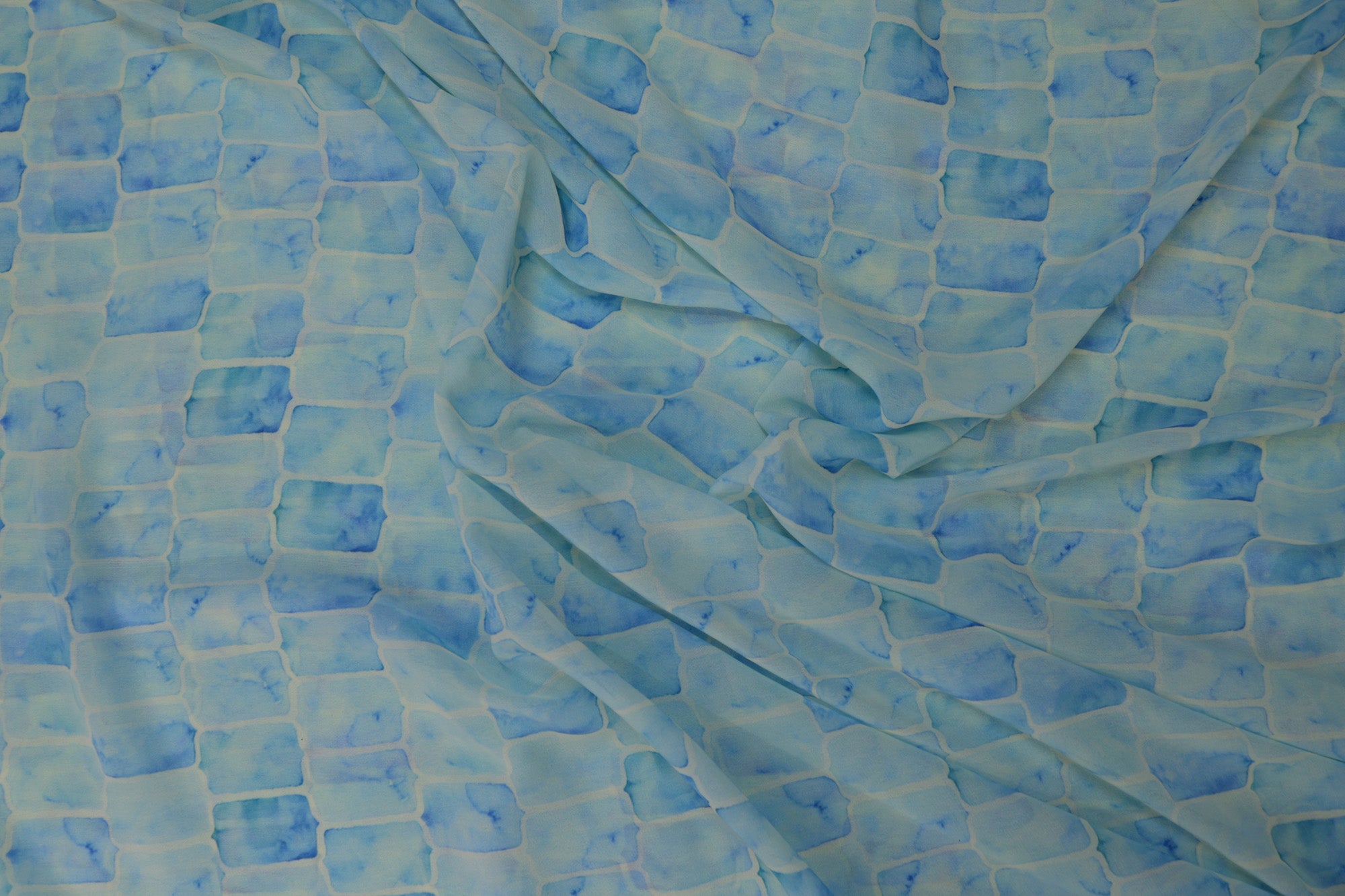 Sky Blue Abstract Digital Printed Georgette Fabric