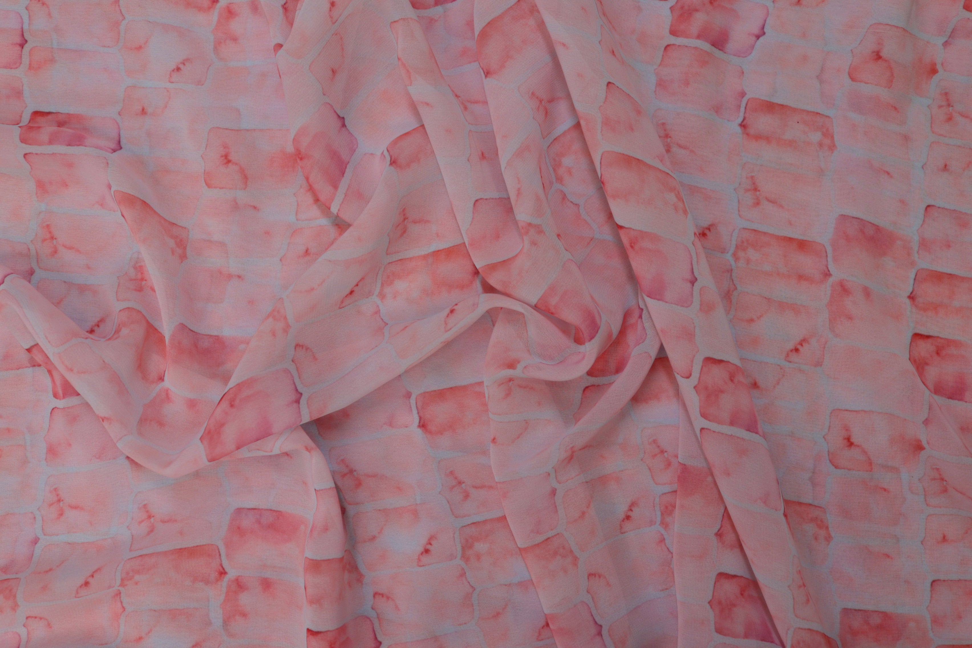 Pink Abstract Digital Printed Georgette Fabric