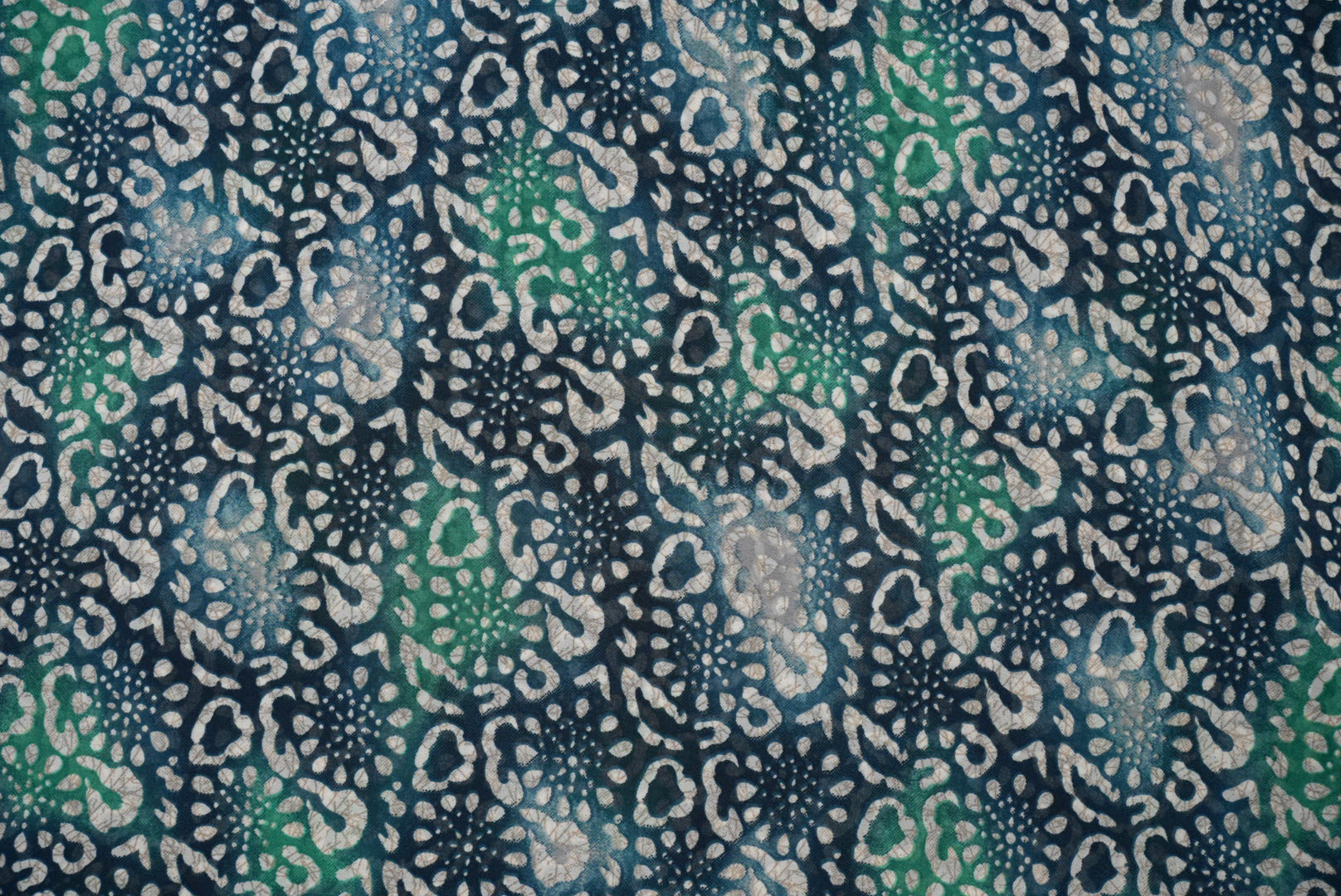 Peacock Blue Abstract Digital Printed Georgette Fabric