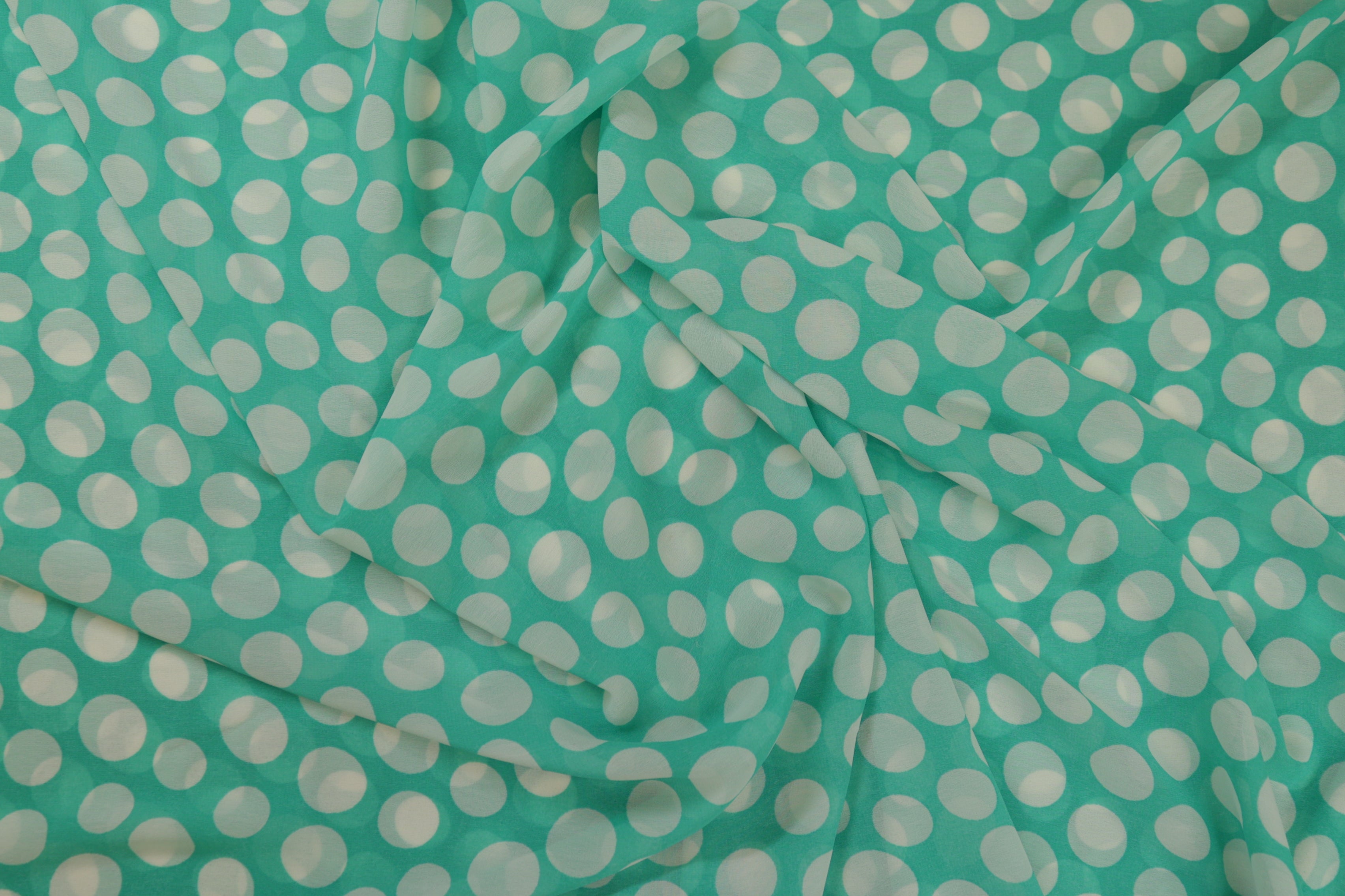 Aqua Green Abstract Digital Printed Georgette Fabric