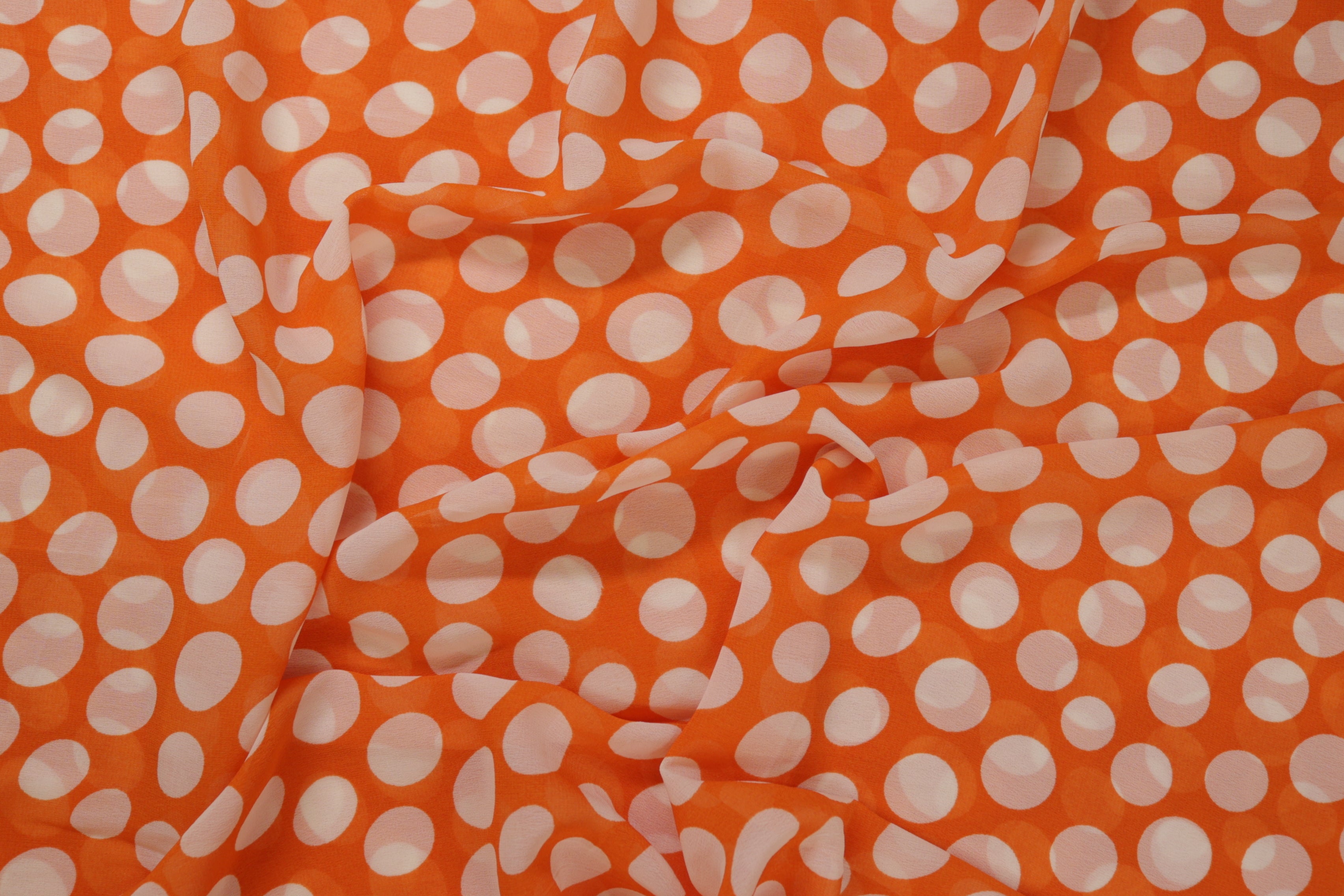 Orange Abstract Digital Printed Georgette Fabric