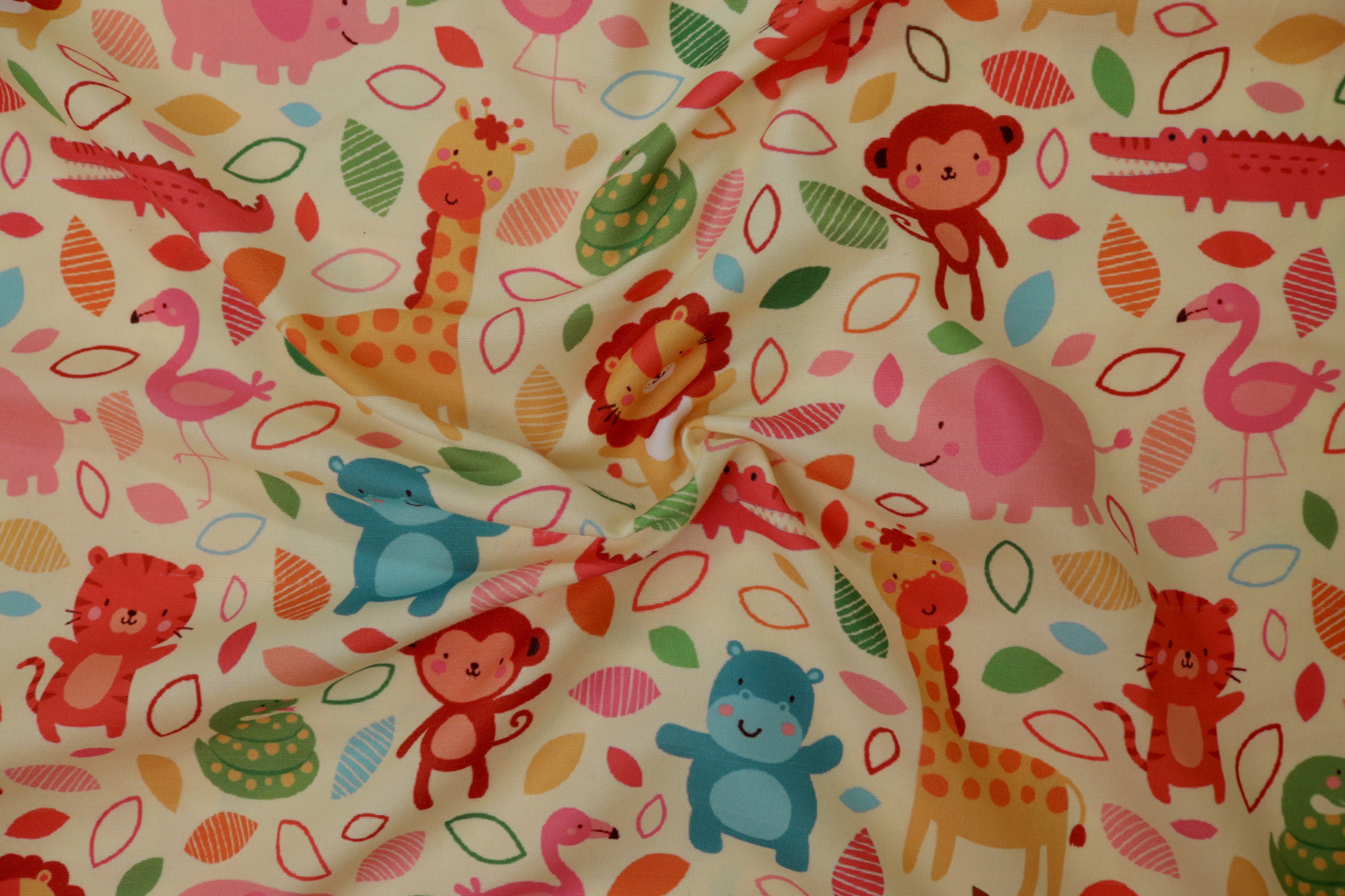 Multi Colour Fun Animal Printed Rayon Fabric