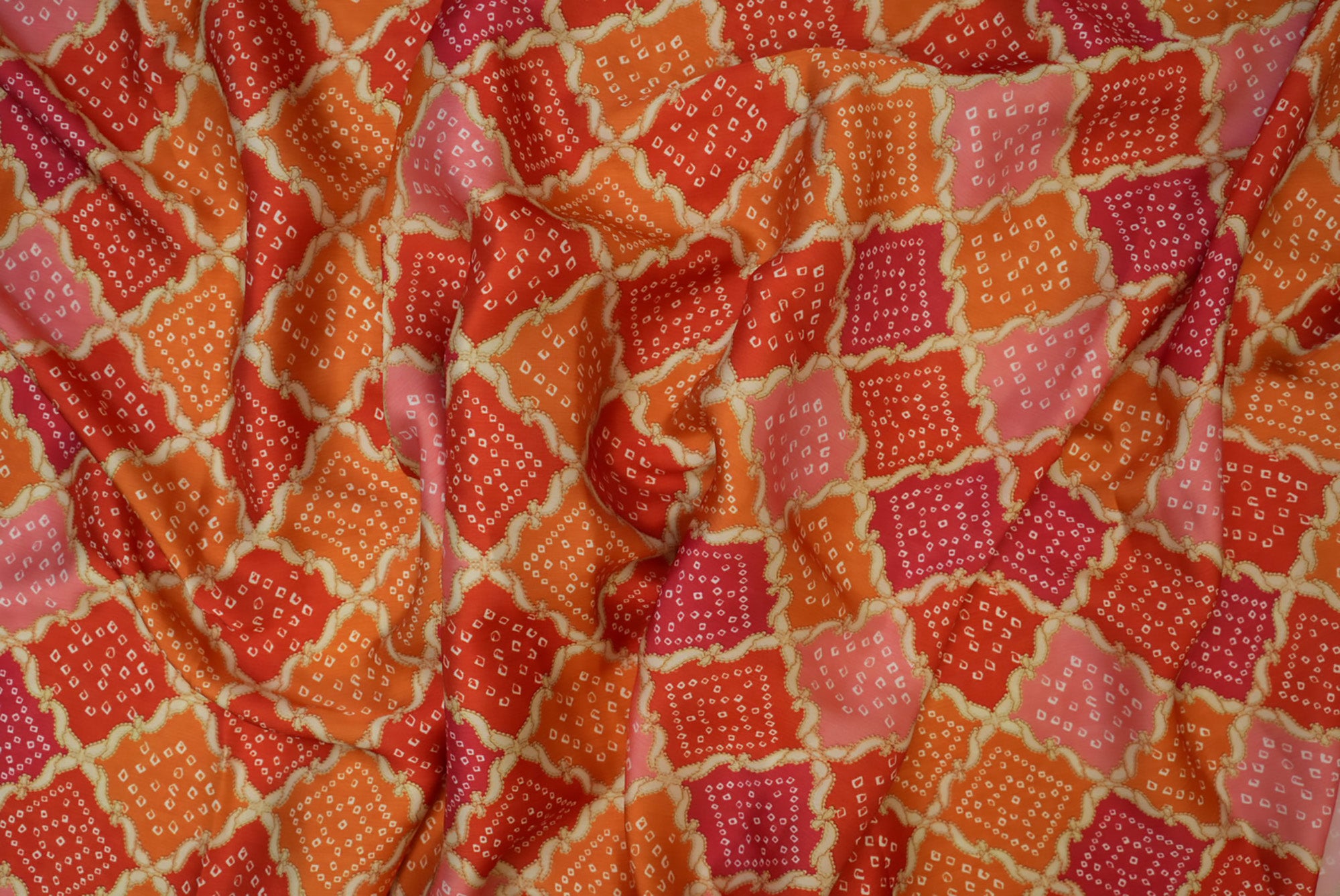 Rust Orange Traditional Digital Printed Fabric