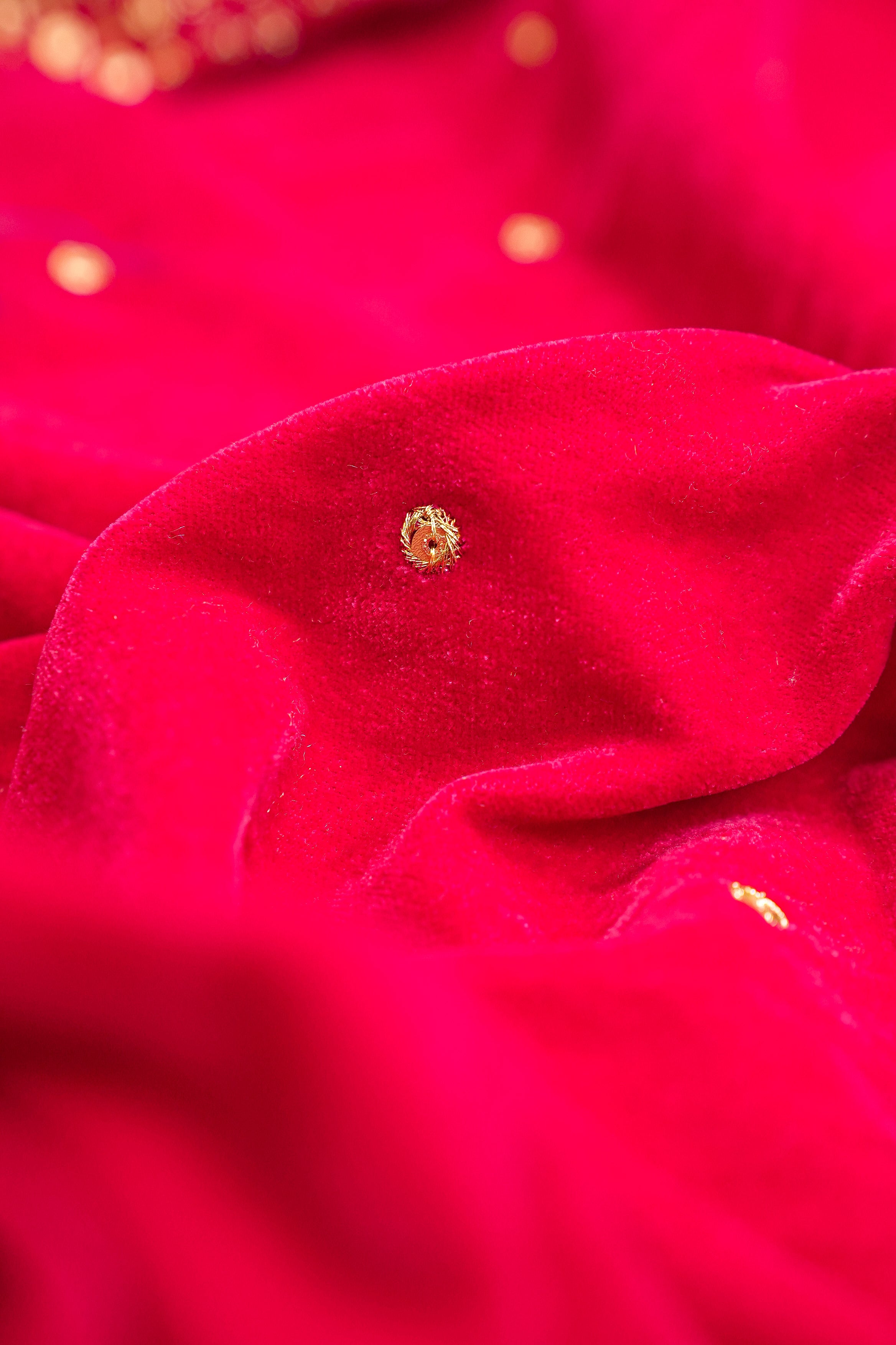 Red Dupatta With Zari,Sequins and Mirror Work