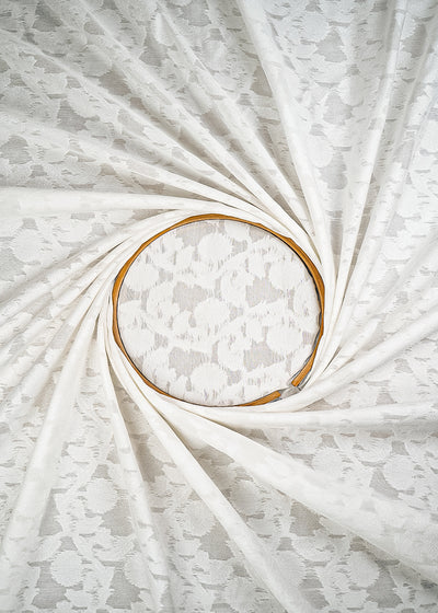 White Dyeable Cotton Fabric With All Over Self Work 10013