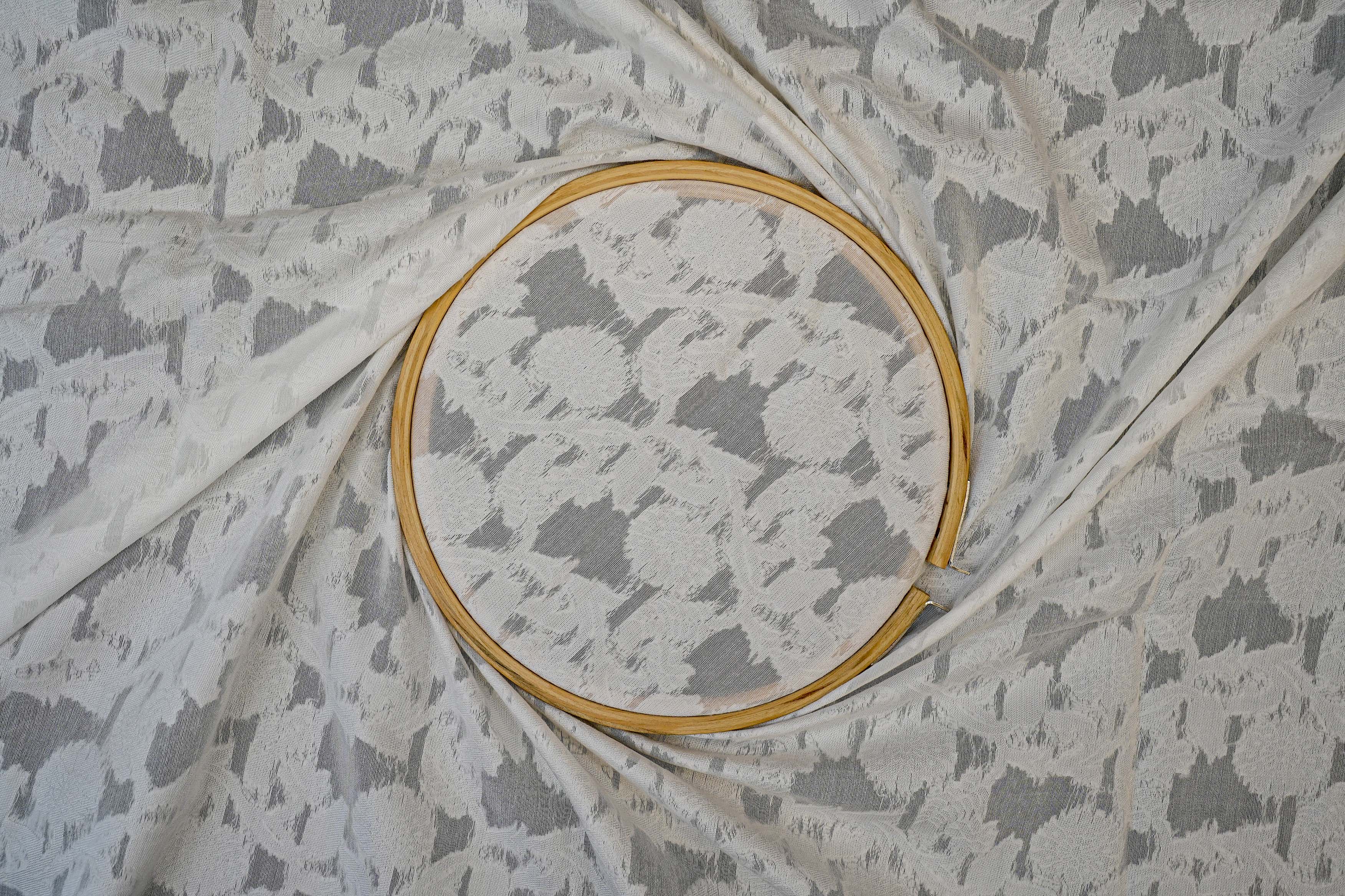White Dyeable Cotton Fabric With All Over Self Work 10013