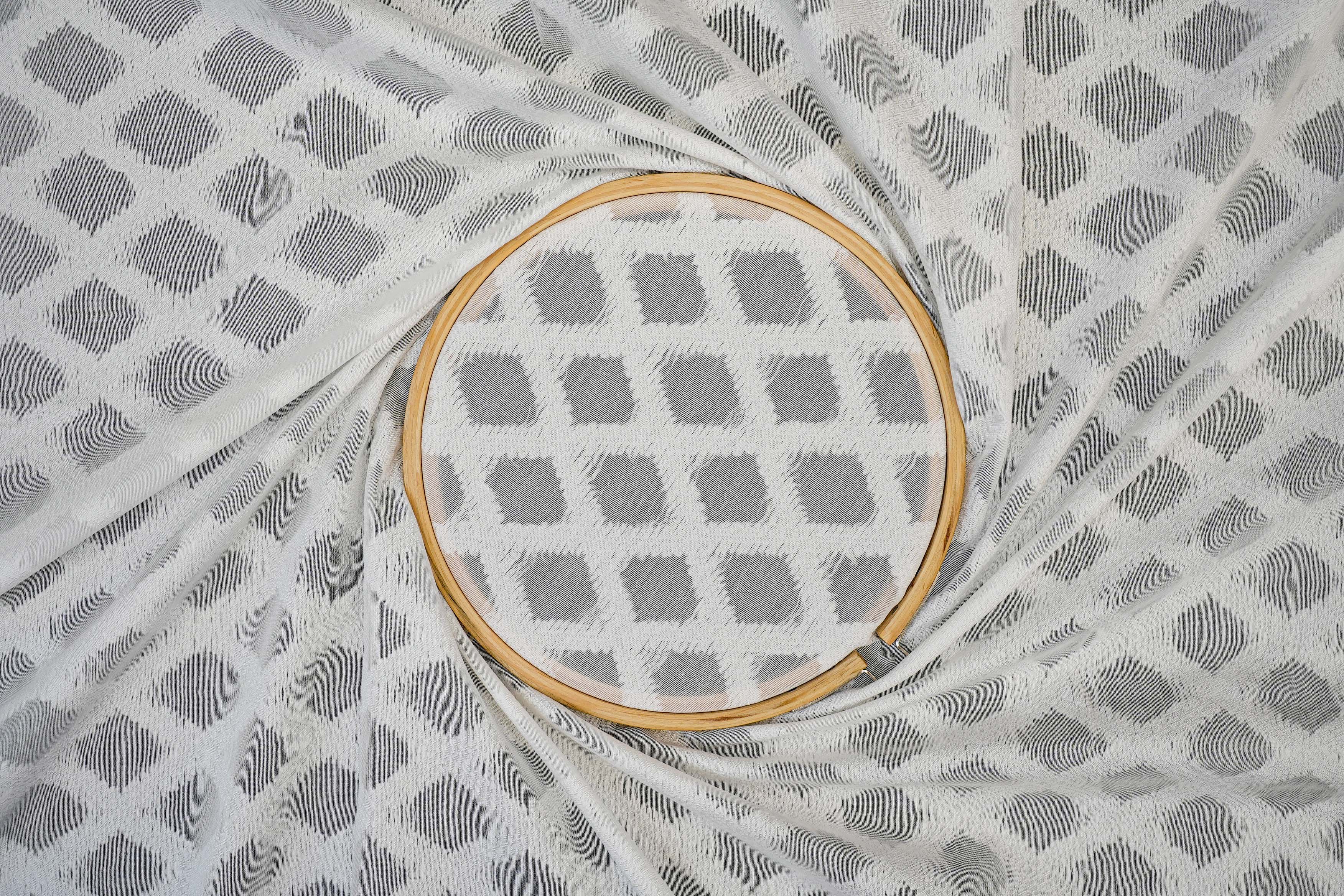 White Dyeable Cotton Fabric With All Over Self Work 10016