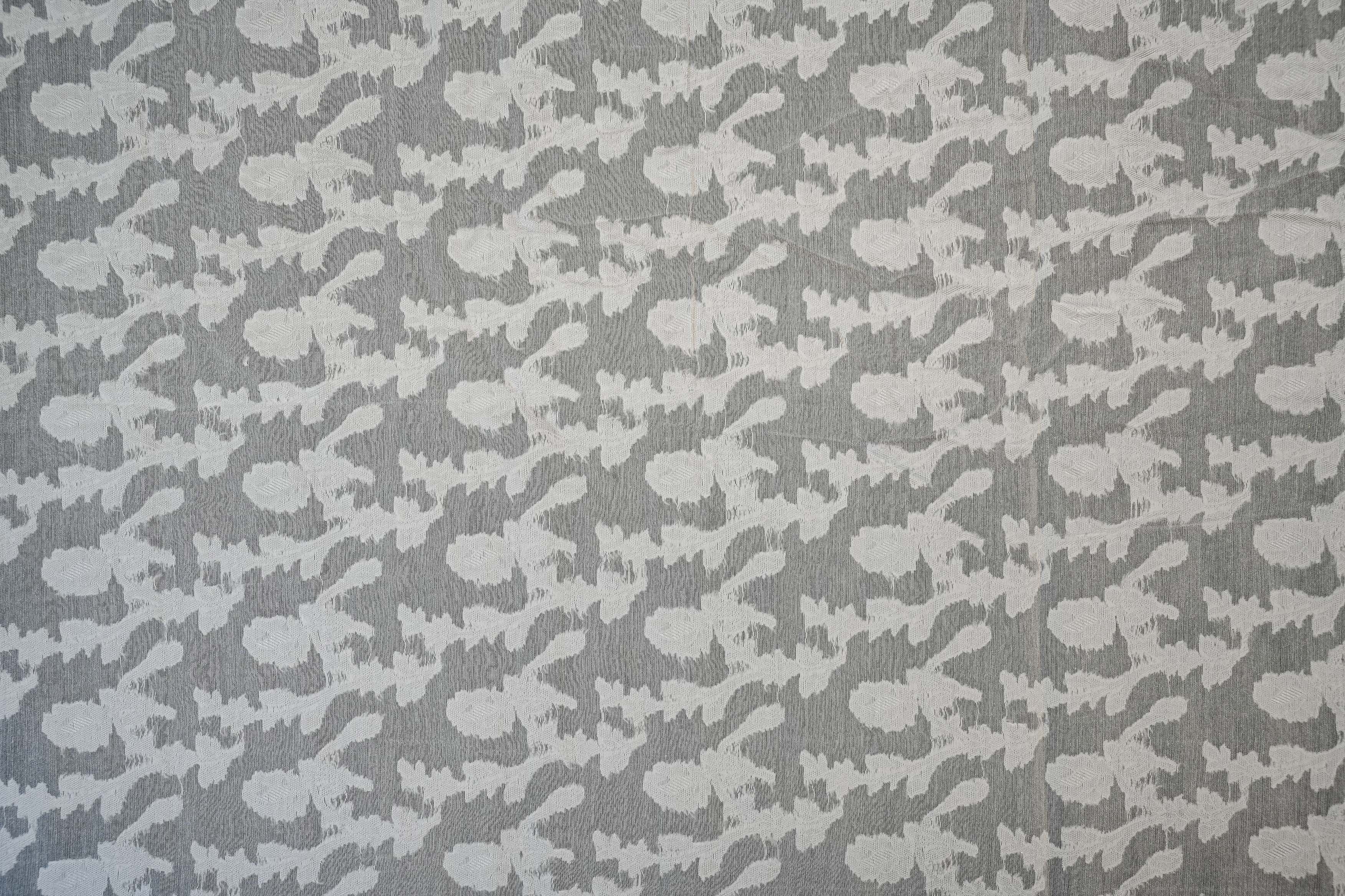 White Dyeable Cotton Fabric With All Over Self Work 10017