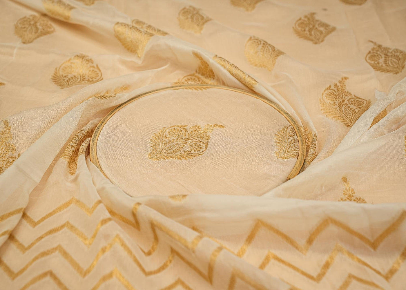 Dyeable Traditional White Georgette with Intricate Banarasi Work