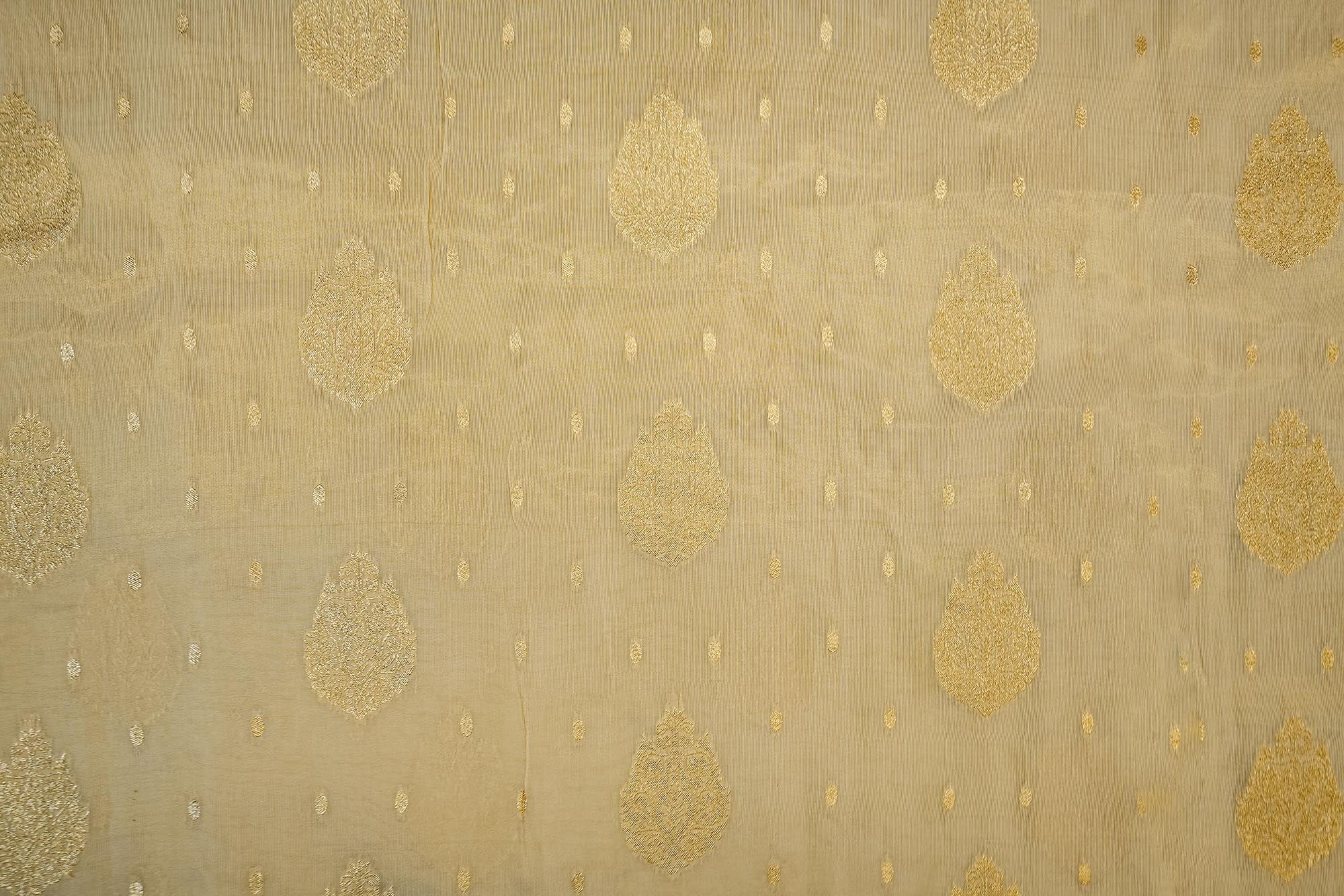 Golden Tissue Fabric With Intricated Banarasi work