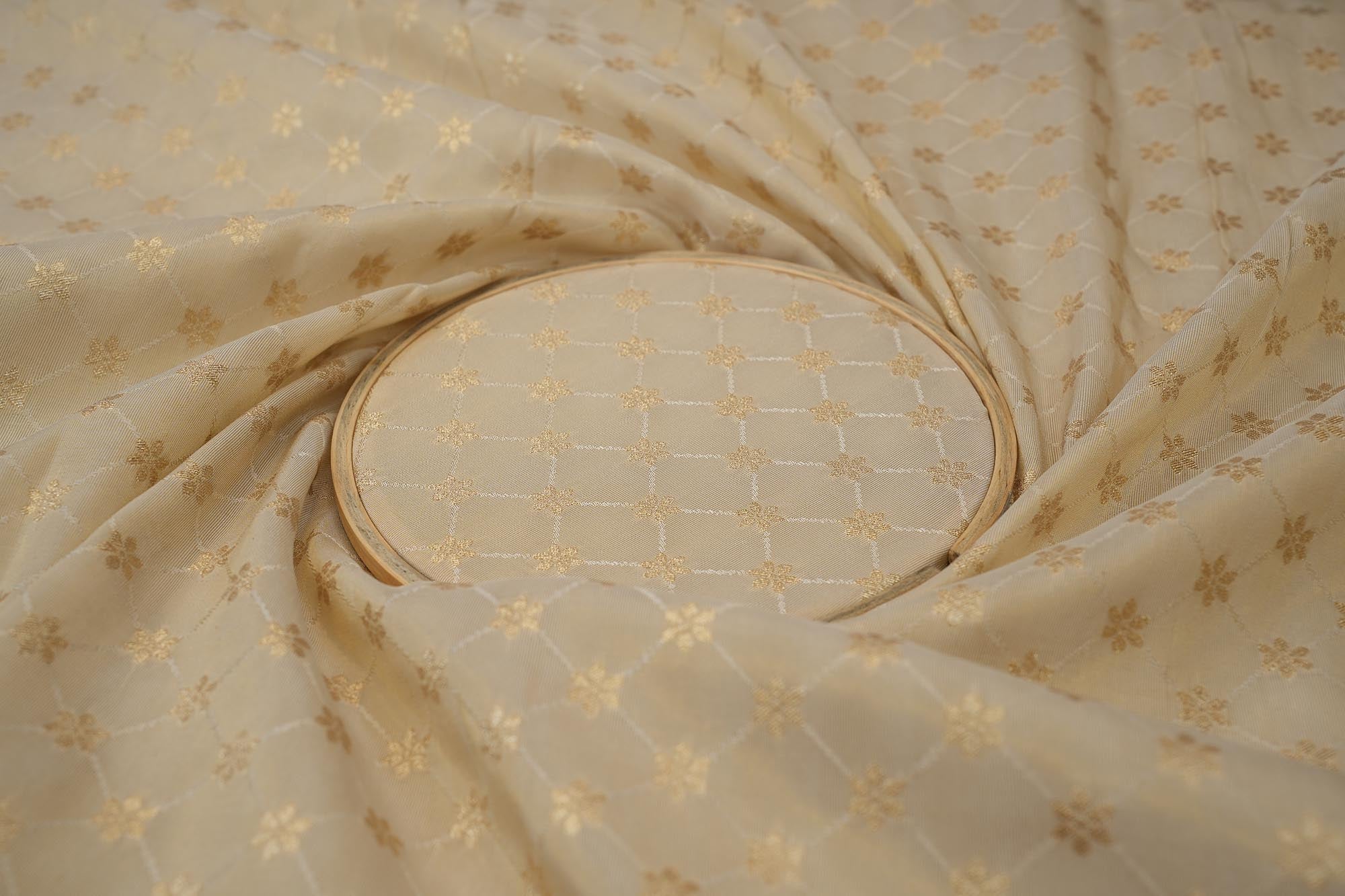 Golden Tissue Fabric With Intricated Banarasi work