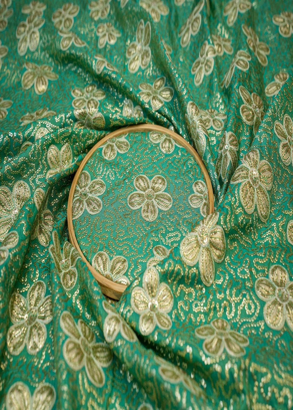 Firozi-Floral-Tissue-with-Sequins,-Gotta-Patti,-and-Threadwork-Embroidery-10069-close-view
