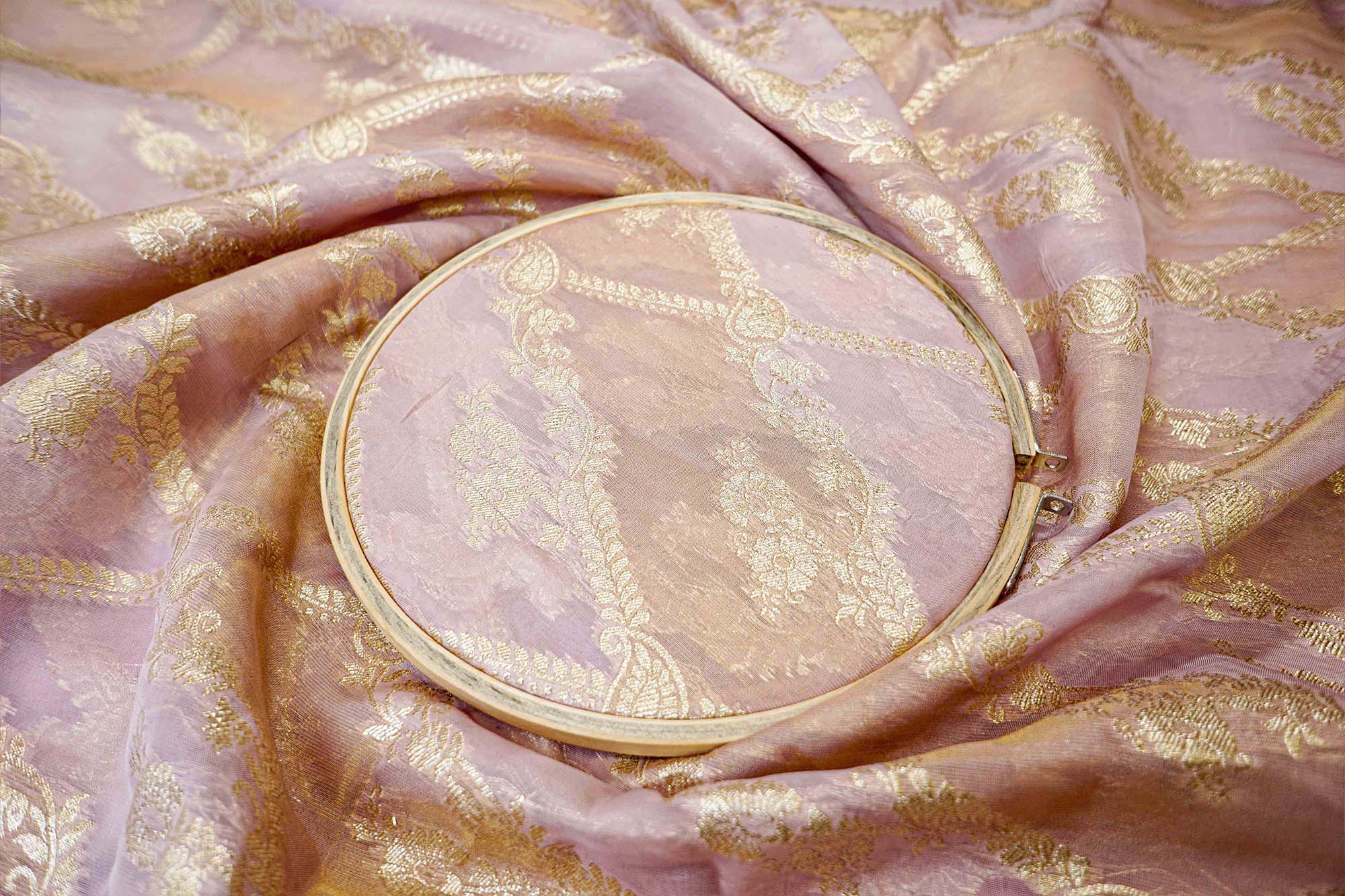 Lavender Embroidered Tissue with Exquisite Banarasi Detailing