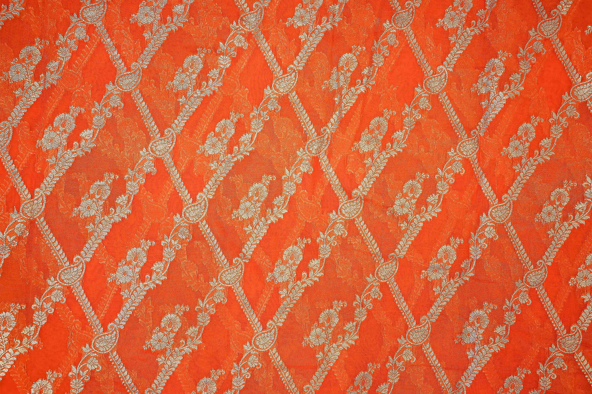 Orange Embroidered Tissue with Exquisite Banarasi Detailing