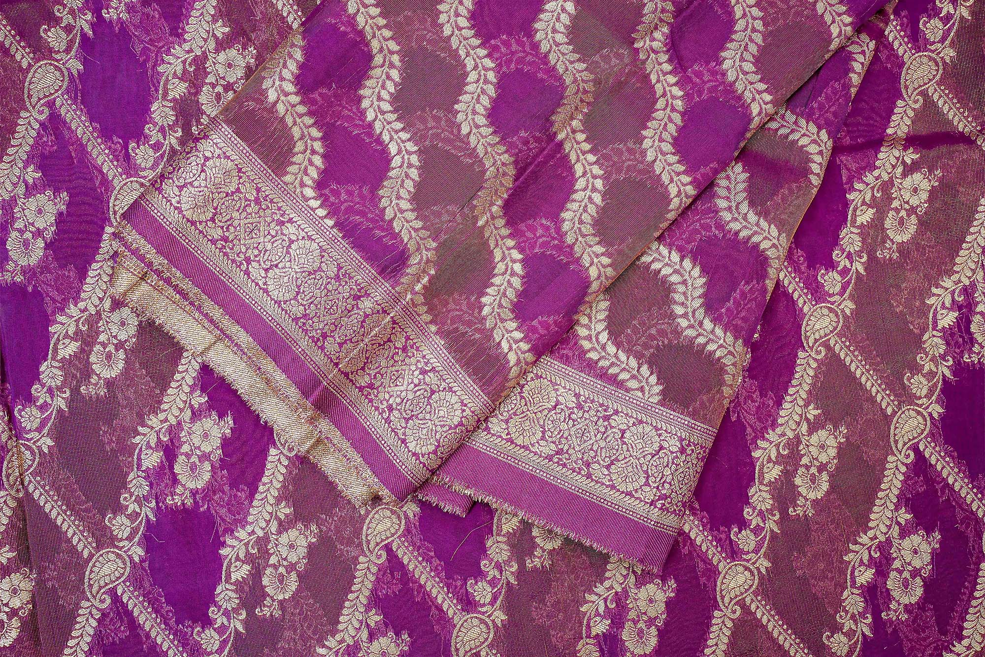 Purple Embroidered Tissue with Exquisite Banarasi Detailing